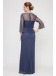 3/4 Beaded Sleeve Ruched Cascade Illusion Dress Alex Evenings 8132963