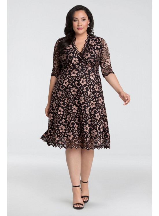 3/4 Illusion Mon Cherie Plus Size Lace Dress Kiyonna 11180906