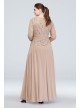 3/4 Sleeve Glitter Lace Plus Size Gown with Sash Cachet 960545W