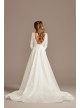 3/4 Sleeve Low Back Crepe and Satin Wedding Dress  WG4005