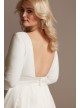 3/4 Sleeve Low Back Satin Plus Size Wedding Dress  9WG4005