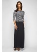 3/4-Sleeve Sequin Lace and Chiffon Petite Dress Alex Evenings 212784