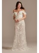 3D Floral Applique Plunge Bodysuit Wedding Dress  MBSWG885