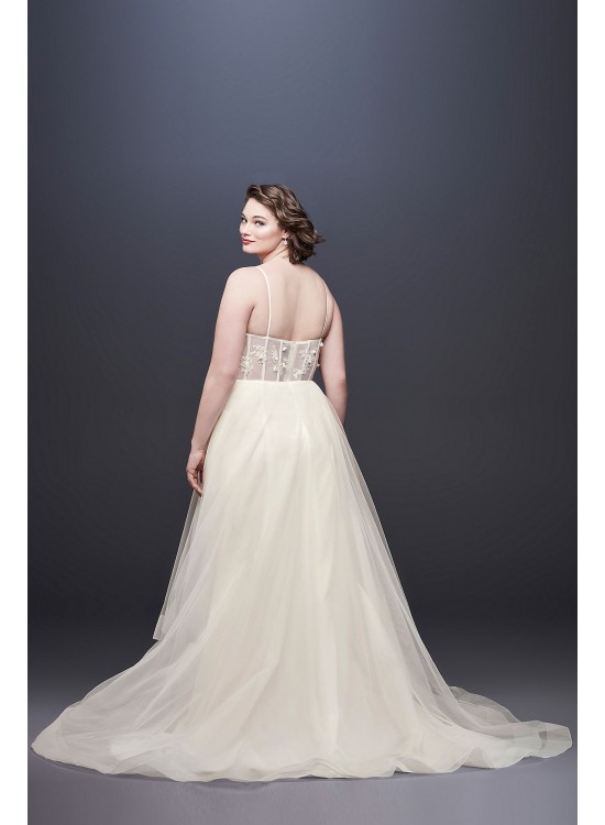 3D Floral Bodice Tulle Plus Size Wedding Dress Galina 9WG3890