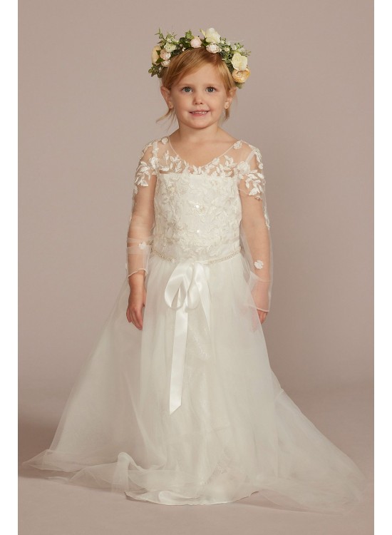 3D Floral Lace Applique Flower Girl Dress DB Studio WG1451