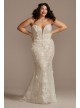 3D Floral Plunge Plus Size Bodysuit Wedding Dress  9MBSWG885