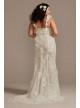 3D Floral Plunge Plus Size Bodysuit Wedding Dress  9MBSWG885