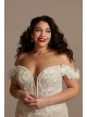 3D Floral Plunge Tall Plus Bodysuit Wedding Dress  4XL9MBSWG885