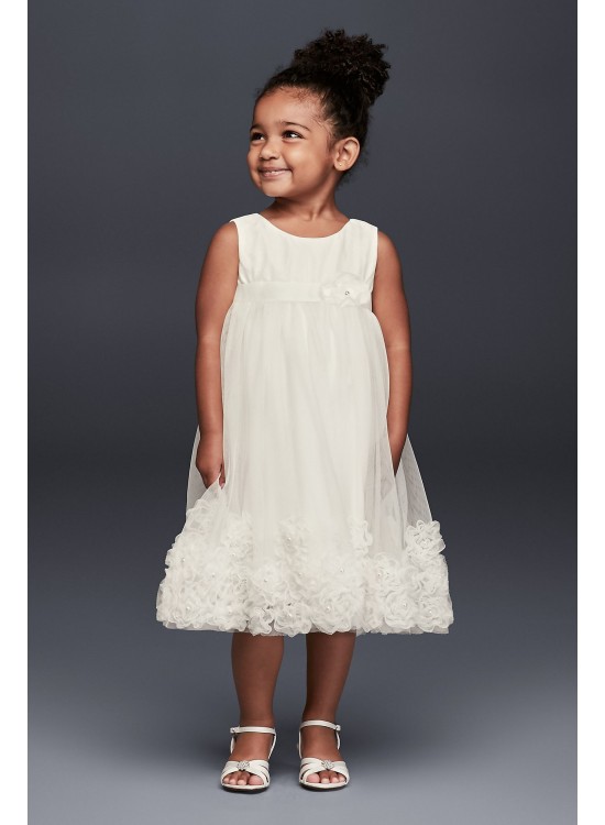 3D Pearl Blossom Tulle Flower Girl Dress  OP245