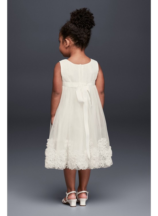 3D Pearl Blossom Tulle Flower Girl Dress  OP245