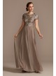 A-Line Dress with Floral Sequin Bodice Betsy and Adam A21102