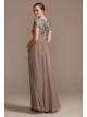 A-Line Dress with Floral Sequin Bodice Betsy and Adam A21102