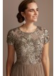 A-Line Dress with Floral Sequin Bodice Betsy and Adam A21102