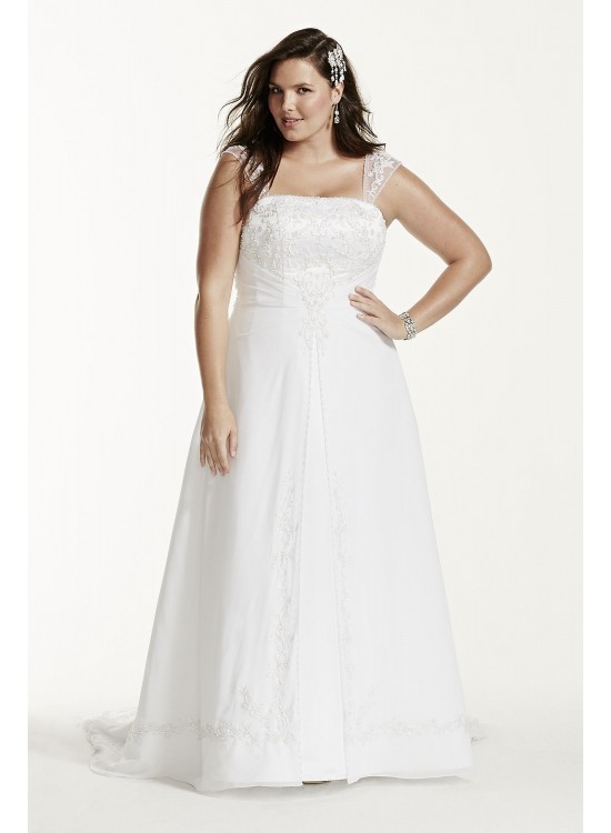 A-Line Plus Size Wedding Dress with Cap Sleeves  Collection 9NTV9010