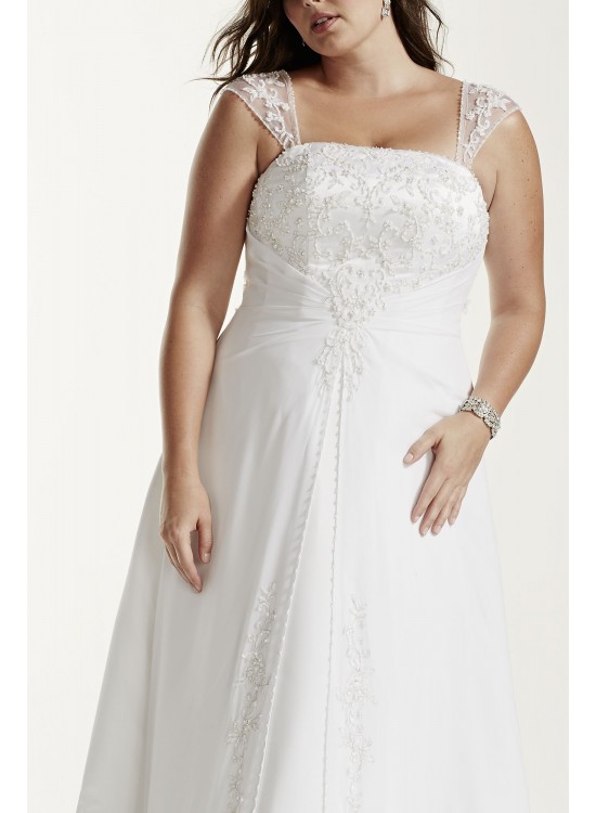 A-Line Plus Size Wedding Dress with Cap Sleeves  Collection 9NTV9010