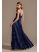 Accordion Pleated Satin Spaghetti Strap Gown  WBM2066