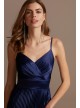 Accordion Pleated Satin Spaghetti Strap Gown  WBM2066