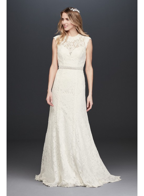 Allover Lace Cap Sleeve Sheath Wedding Dress  Collection WG3910