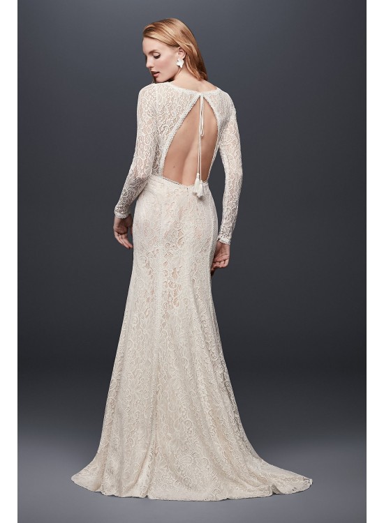 Allover Lace Long-Sleeve Sheath Wedding Dress Galina WG3914