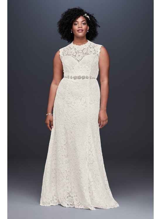 Allover Lace Plus Size Sheath Wedding Dress  Collection 9WG3910