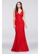 Allover Lace V-Neck Gown with Eyelash Trim Betsy and Adam A18710