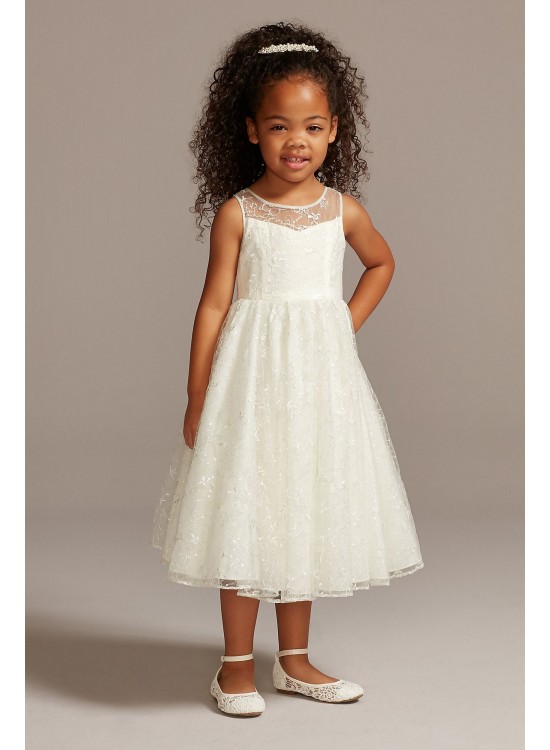 Allover Sequin Floral Lace Tank Flower Girl Dress  OP266