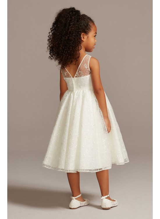 Allover Sequin Floral Lace Tank Flower Girl Dress  OP266