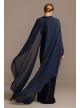 Allover Sequin Gown with Attached Chiffon Capelet  WBM2189