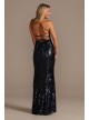 Allover Sequin Sheath Gown with V-Neckline  WBM2298