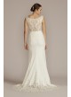 Applique Mermaid Wedding Dress with Lace Train Oleg Cassini CWG925