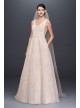 Appliqued Tulle-Over-Lace A-Line Wedding Dress  CWG792