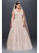 Appliqued Tulle-Over-Lace Plus Size Wedding Dress  8CWG792