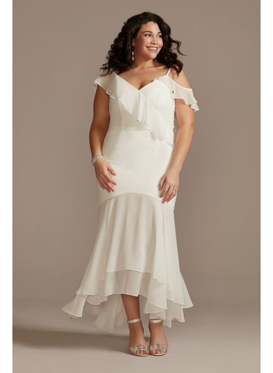 Asymmetric Chiffon Plus Size Dress with Ruffle Hem DB Studio 9SDWG0932