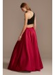 Asymmetric Lace Crop Top and Satin Split Skirt Set  WBM1795RW