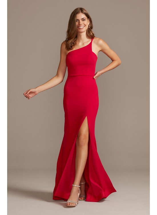 Asymmetric One-Shoulder Strappy Gown with Slit Teeze Me 867607