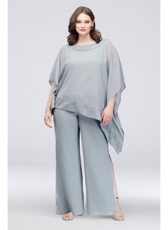 Asymmetric Top Plus Size Pantsuit Le Bos 27652