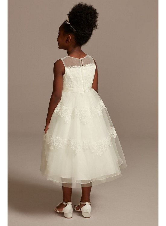 Banded Lace Illusion Flower Girl Dress  WG1374