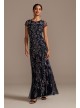 Bead and Sequin Embellished Scoopneck Mesh Gown Pisarro Nights D1406