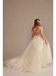 Beaded Applique Plunge Plus Size Wedding Dress  9SWG914