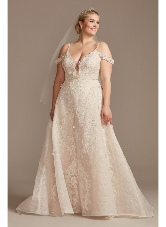 Beaded Applique Plus Size Wedding Dress with Swags  8CWG875