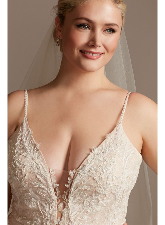 Beaded Applique Plus Size Wedding Dress with Swags  8CWG875