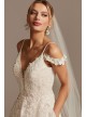 Beaded Applique Wedding Dress with Swag Sleeves  CWG875