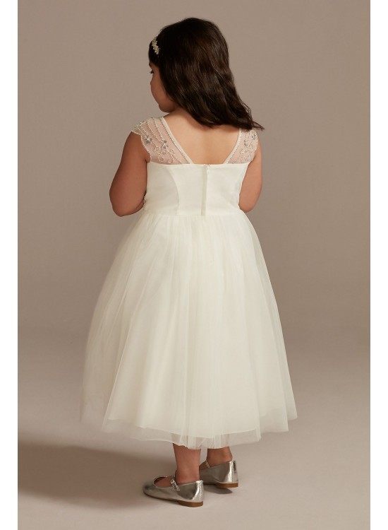 Beaded Bodice Cap Sleeve Tulle Flower Girl Dress DB Studio WG1440