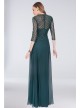 Beaded Bodice Georgette Sheath Gown with Peplum Terani Couture 1623M1860