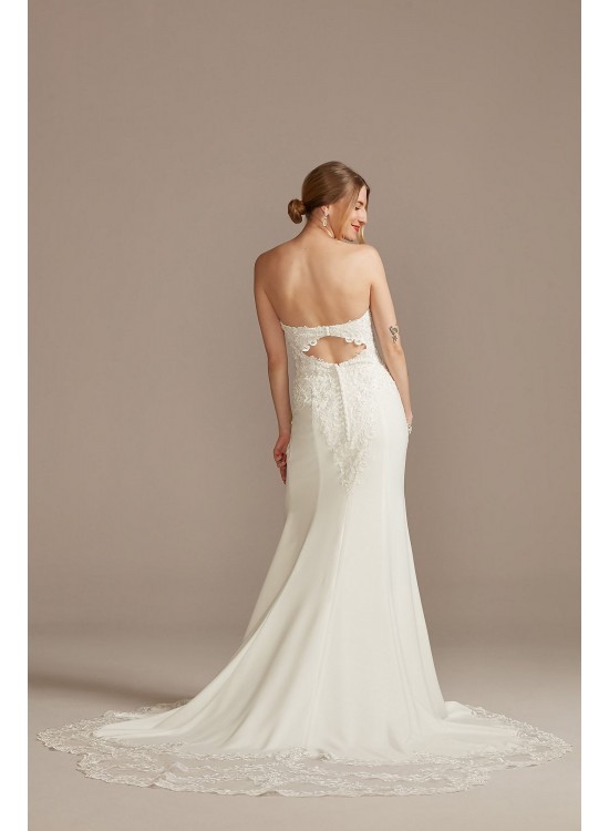 Beaded Bodice Lace Wedding Dress with Back Strap  LBSV830