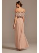 Beaded Bodice Mesh Overlay Off Shoulder Gown Marina 264432D