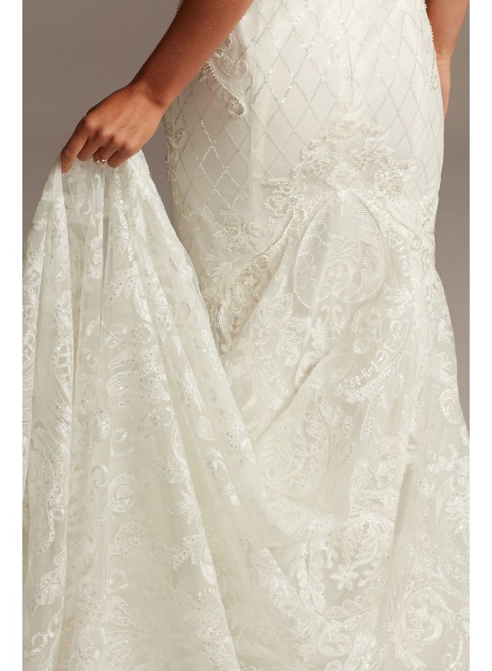 Beaded Brocade Embellished Tall Plus Wedding Dress  4XL9SWG835