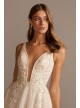 Beaded Brocade Overlay Sequin Layer Wedding Dress  SWG836