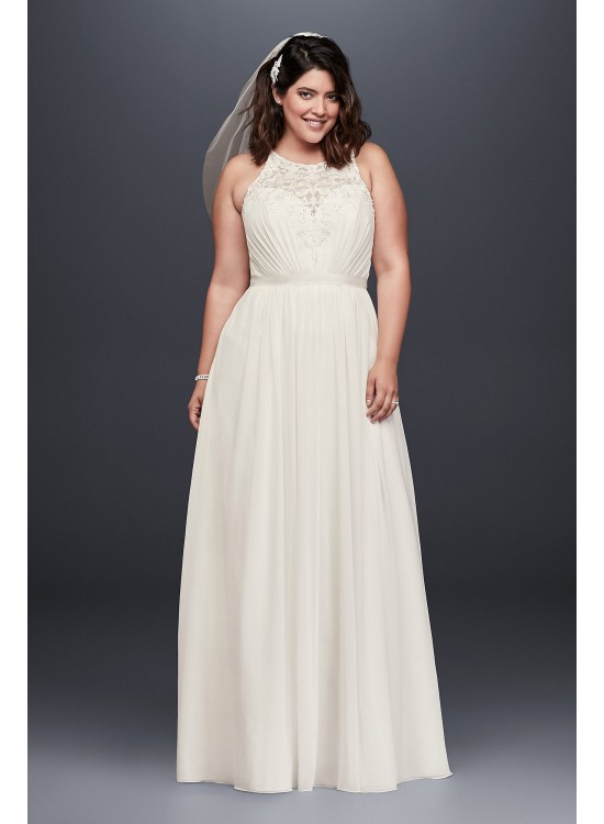 Beaded Chiffon Halter Plus Size Wedding Dress  Collection 9WG3895