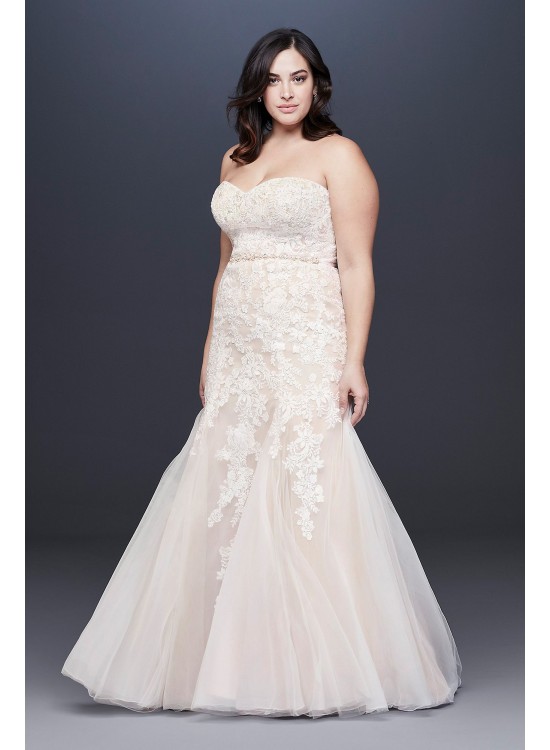 Beaded Floral Lace Mermaid Plus Size Wedding Dress  Collection 9WG3964